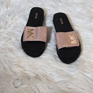 Michael Kors Blush and Black Slide Sandals
